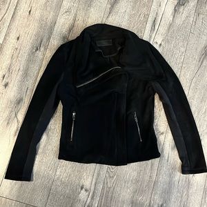 Blank NYC Faux Suede Drape Front Moto Leather Jacket Small S women’s coat
